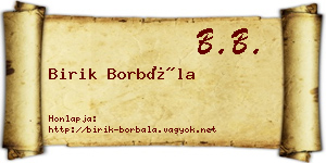 Birik Borbála névjegykártya